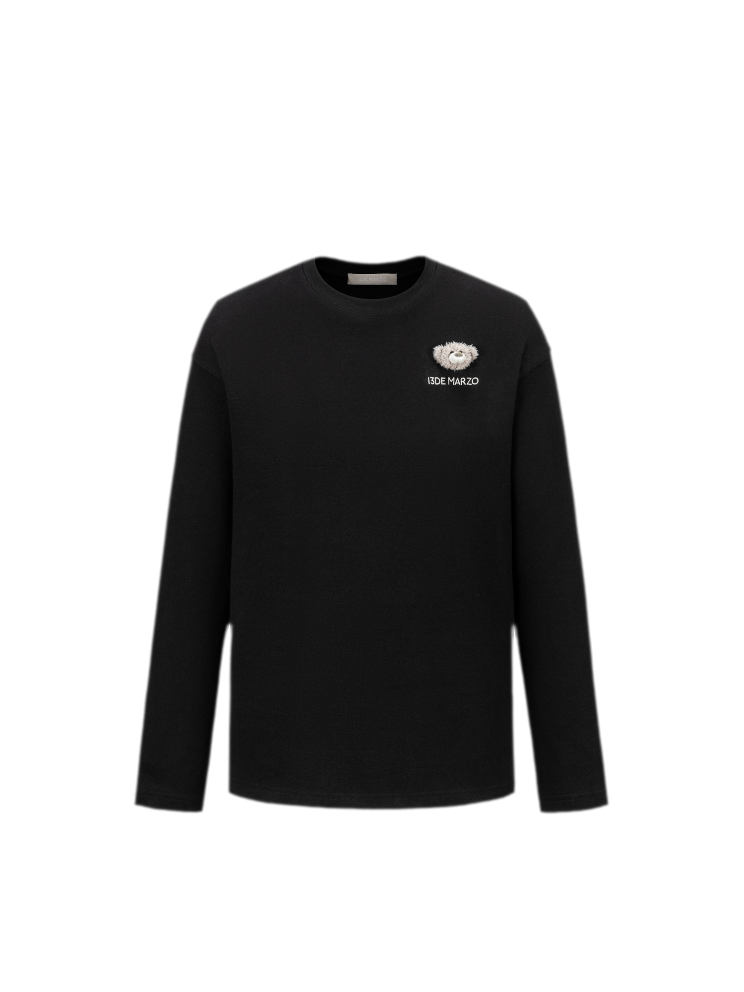 Embroidered Bear Crewneck T-Shirt