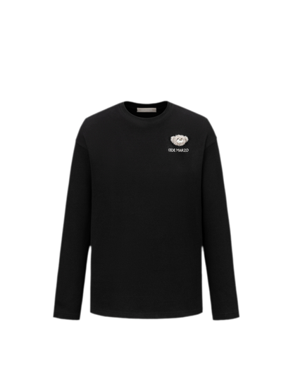 Embroidered Bear Crewneck T-Shirt
