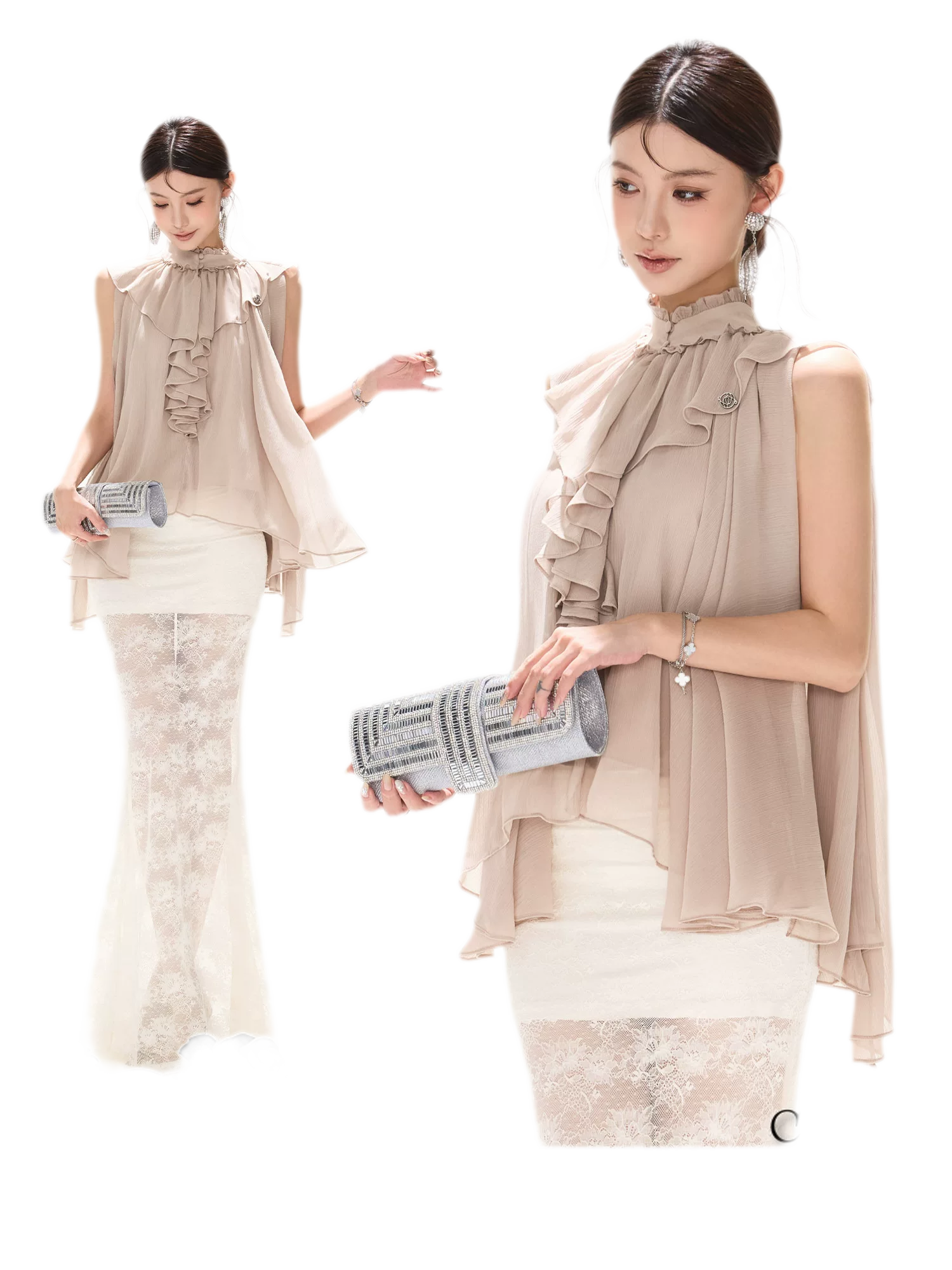 Ruffled Chiffon A-Line Top