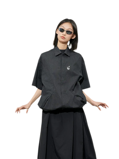 Structured Plaid Short-Sleeve Shirt