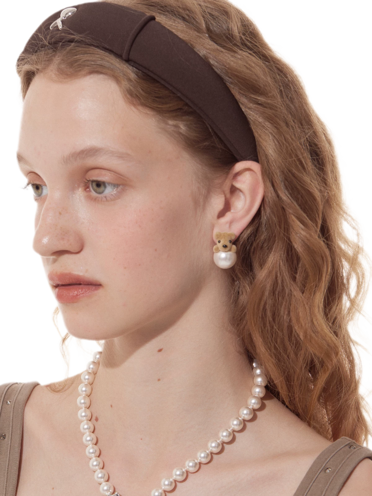 Pearl Teddy Bear Earrings