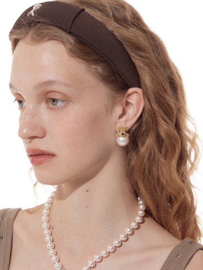 Pearl Teddy Bear Earrings