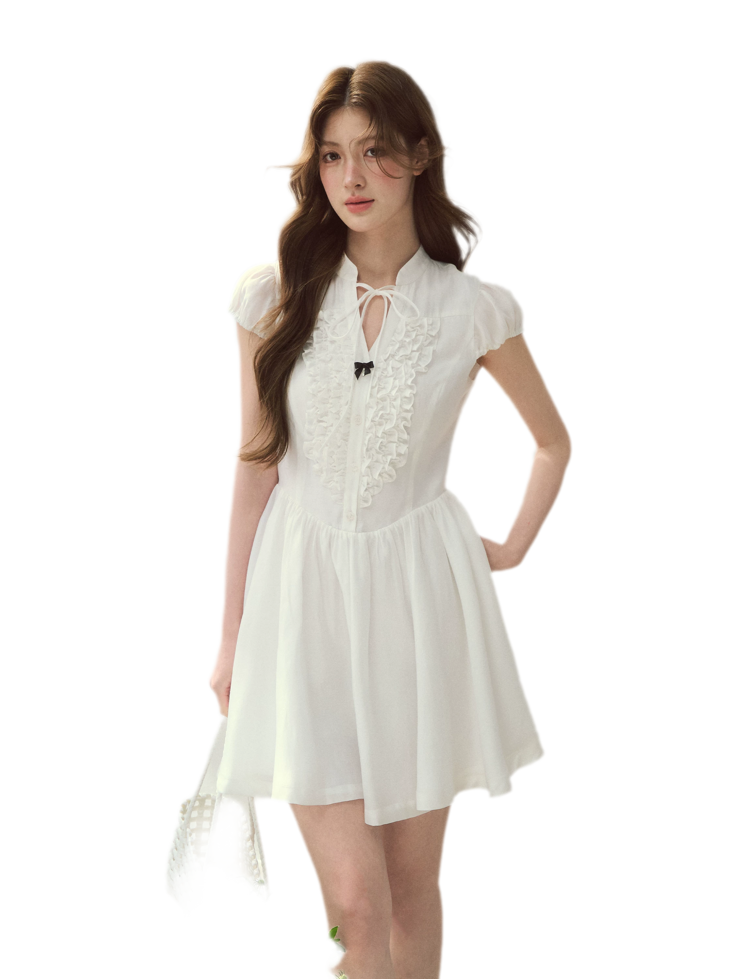 Acetate Ruffle Midi Dress