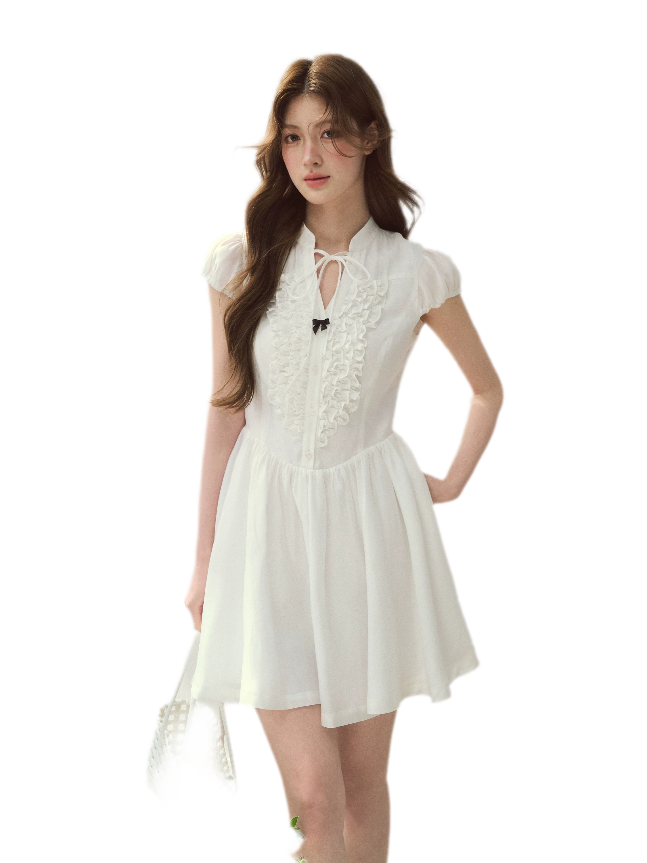 Acetate Ruffle Midi Dress