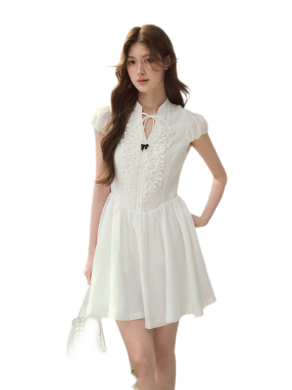 Acetate Ruffle Midi Dress