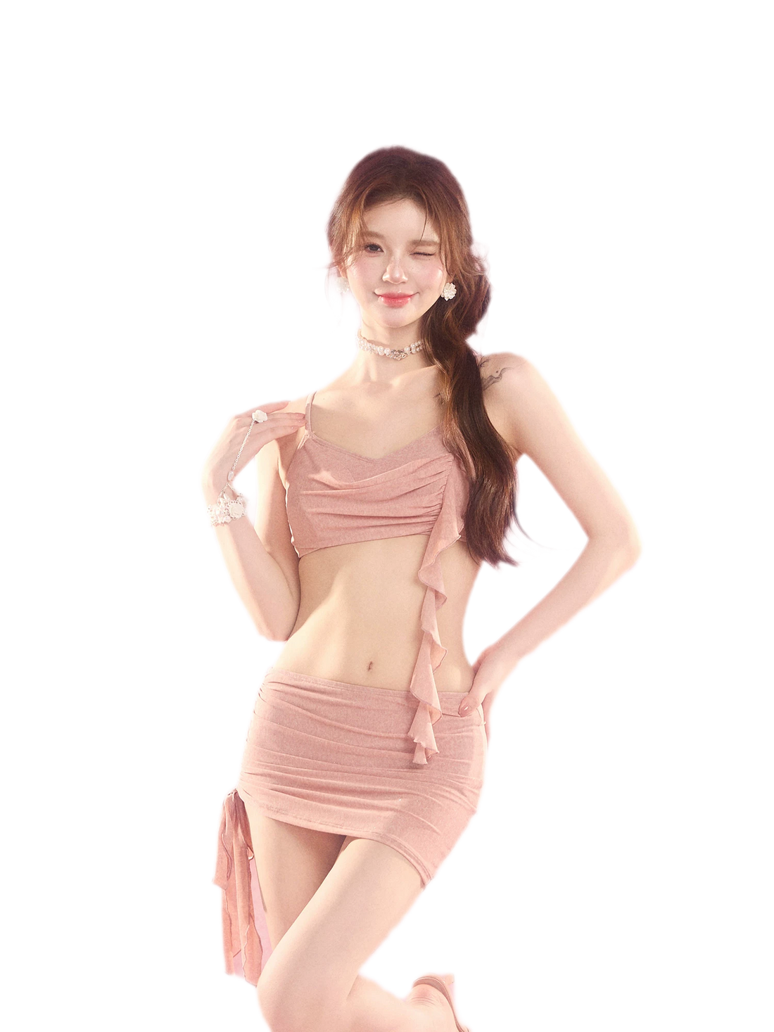 Draped Ruffle Swim Set