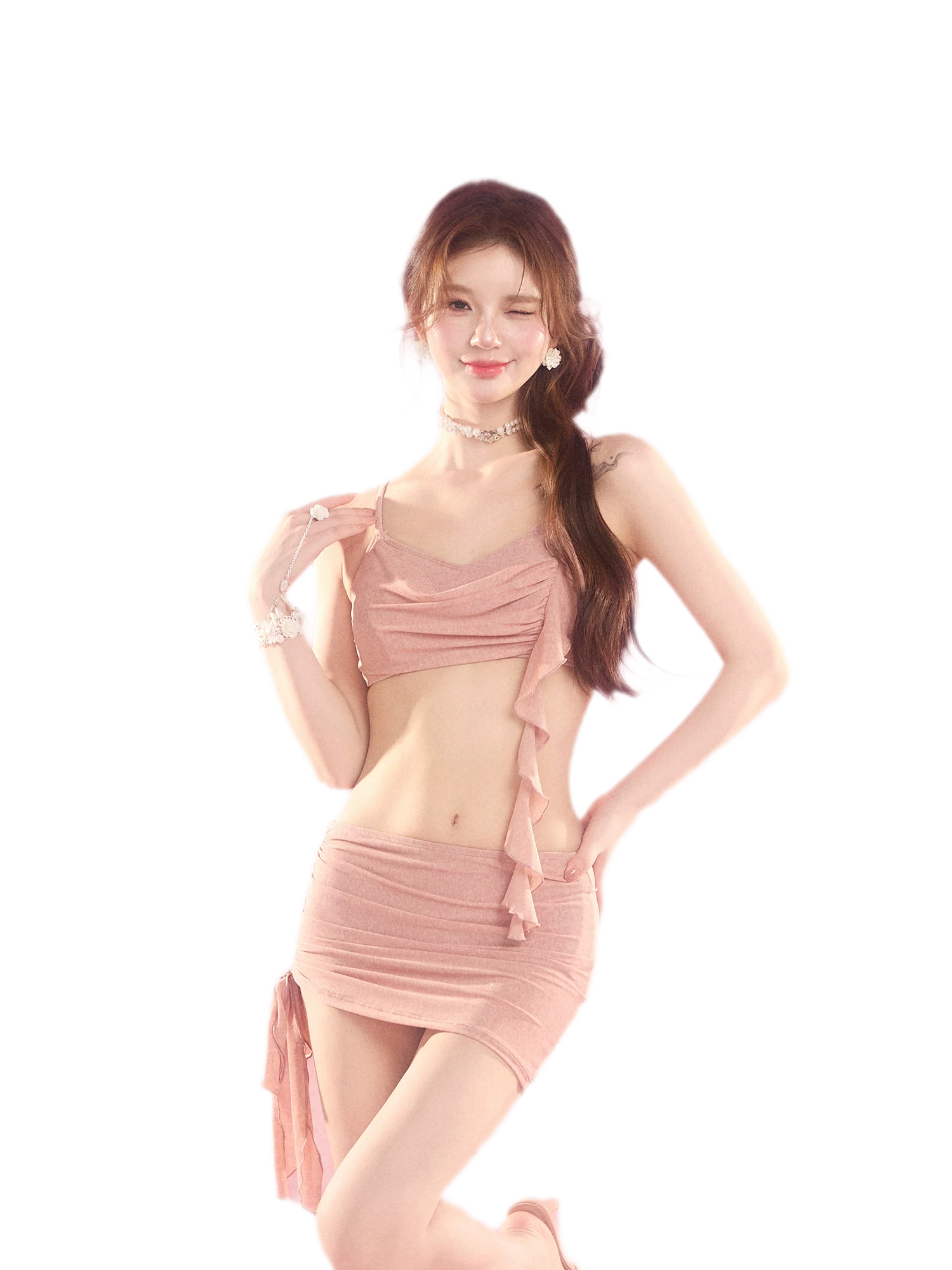 Draped Ruffle Swim Set