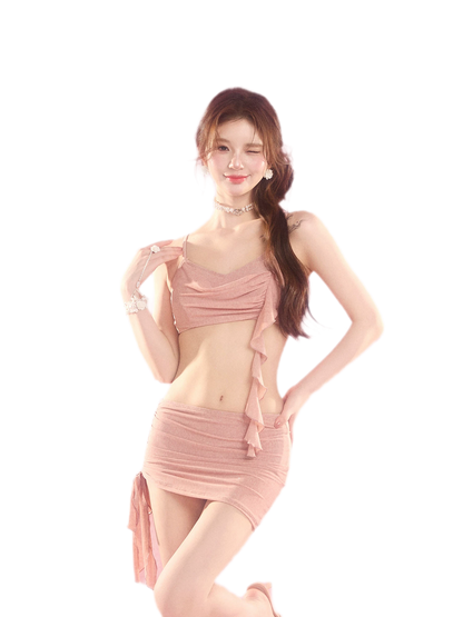 Draped Ruffle Swim Set