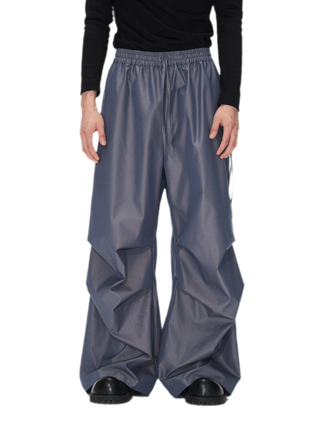 Sculptural Pleated Wide-Leg Trousers