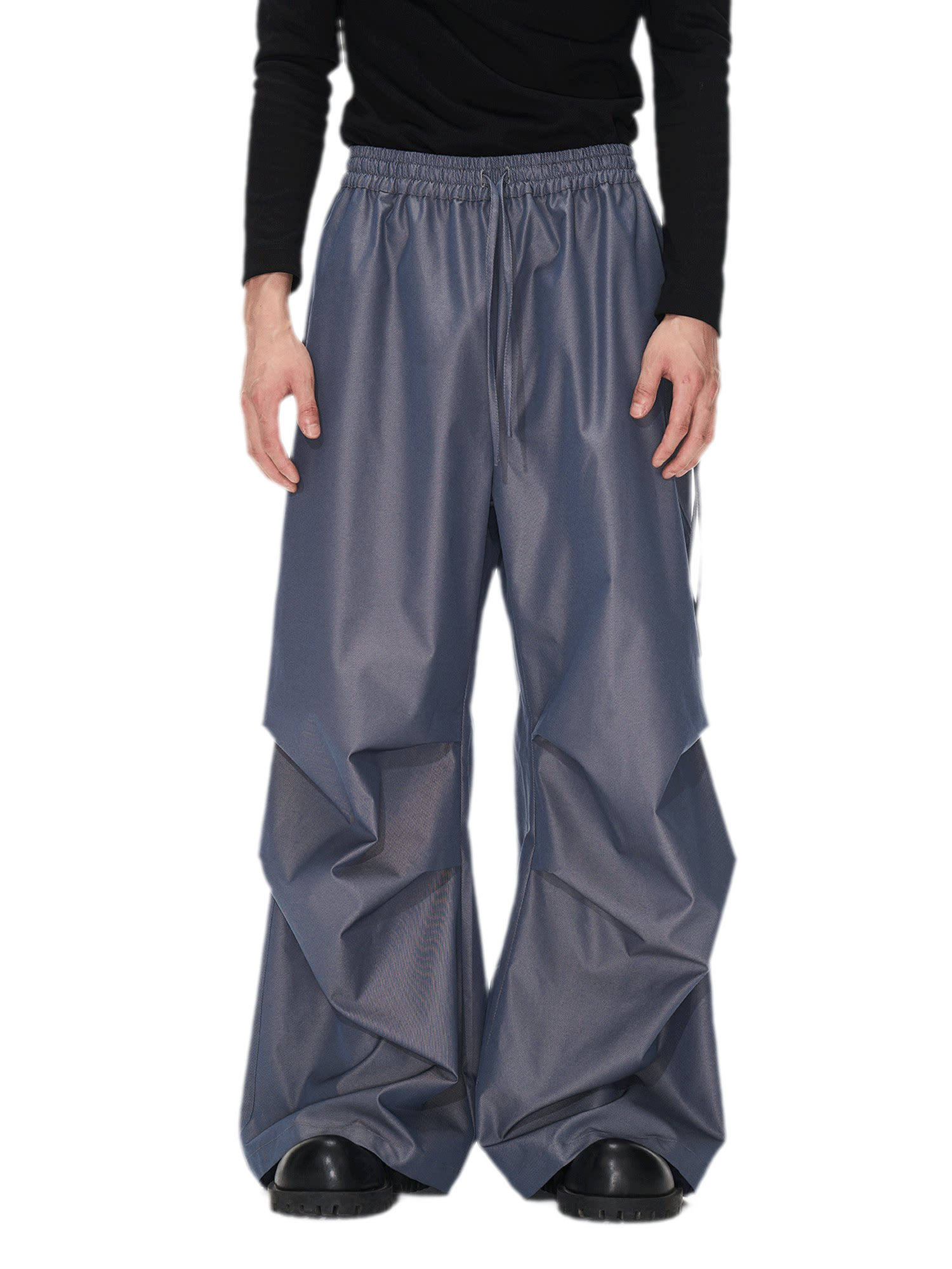 Sculptural Pleated Wide-Leg Trousers