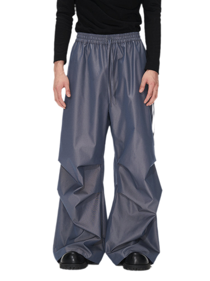 Sculptural Pleated Wide-Leg Trousers