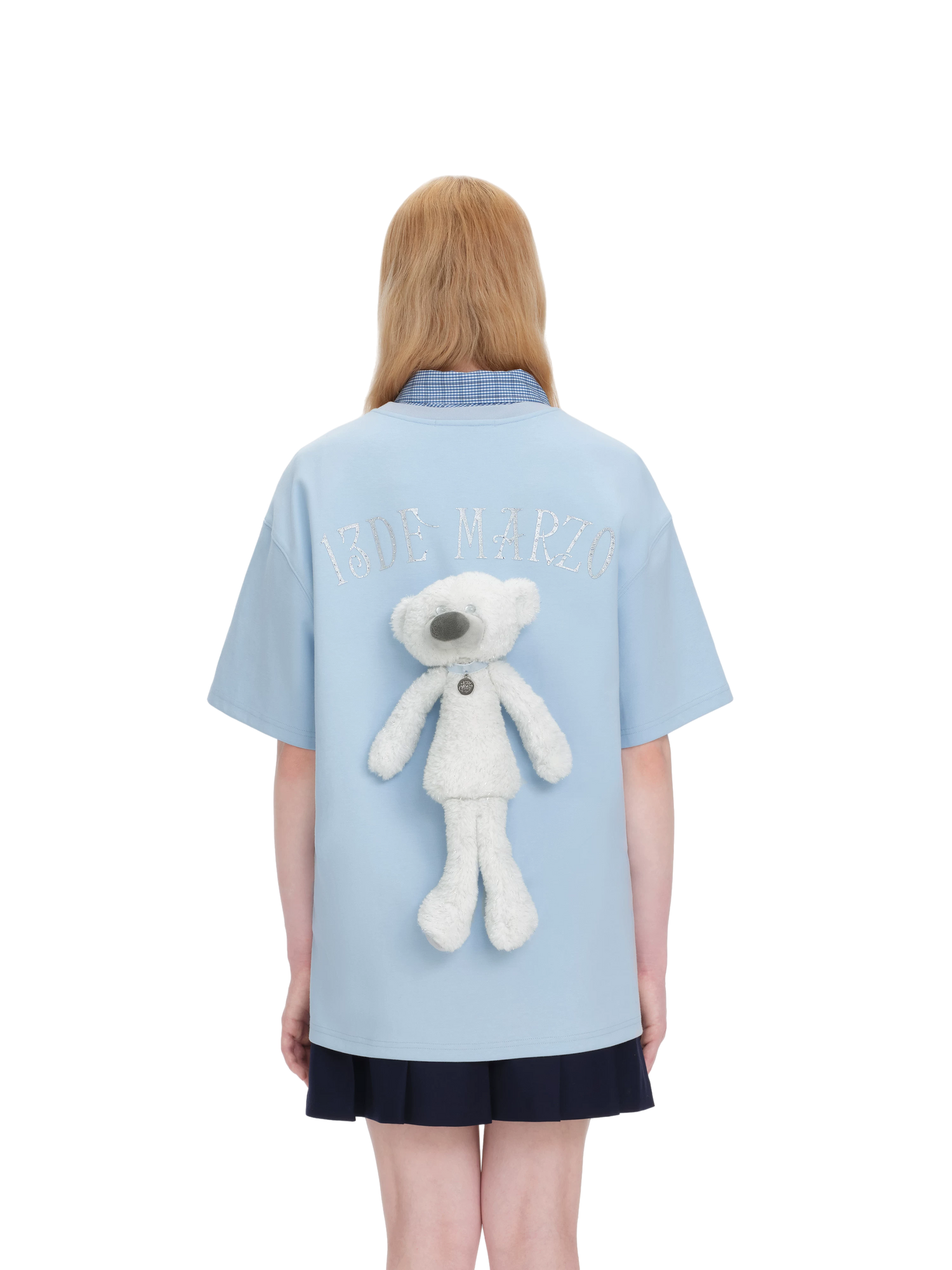 Unisex Silver Bear Print Loose T-shirt