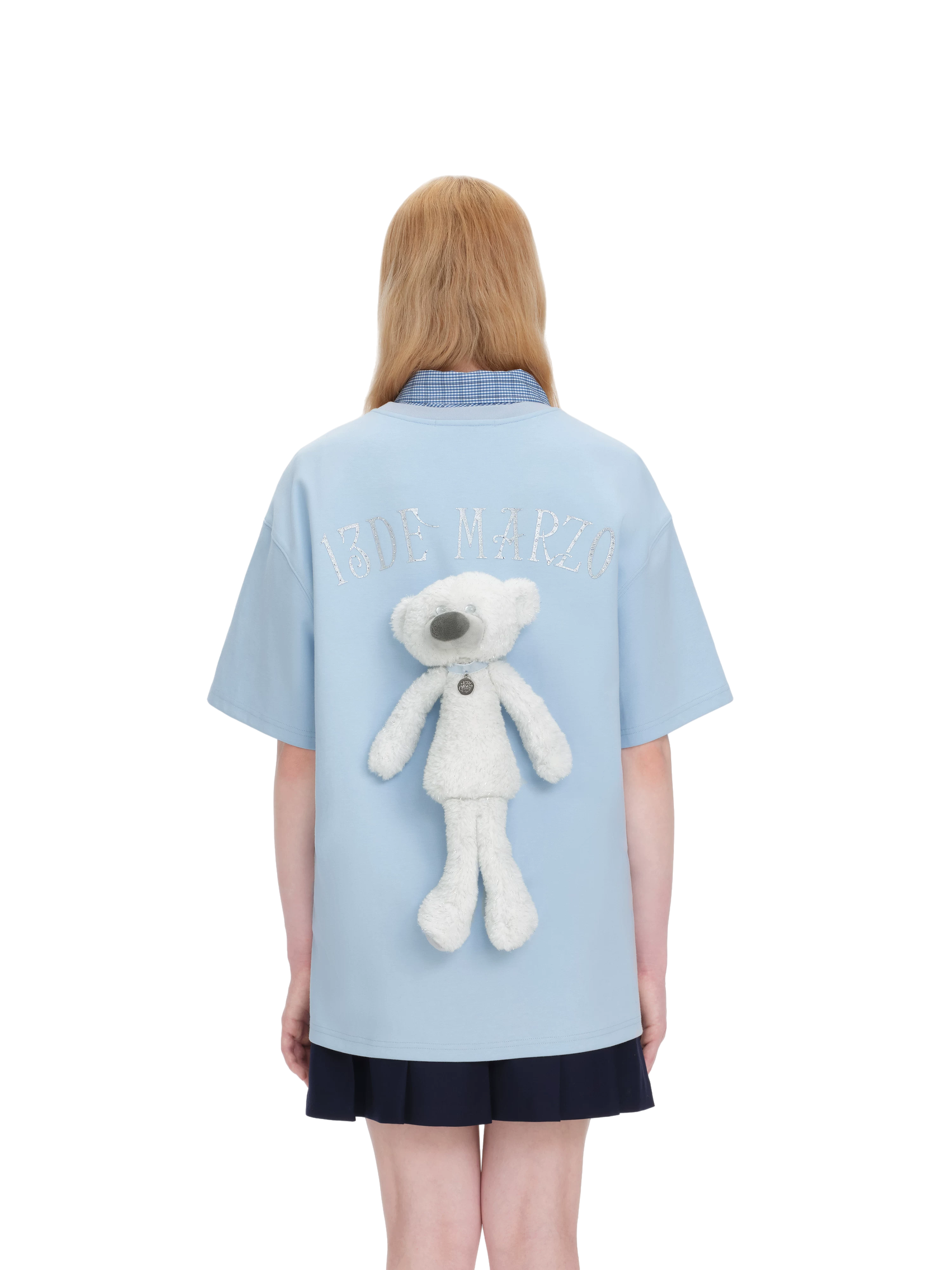 Unisex Silver Bear Print Loose T-shirt