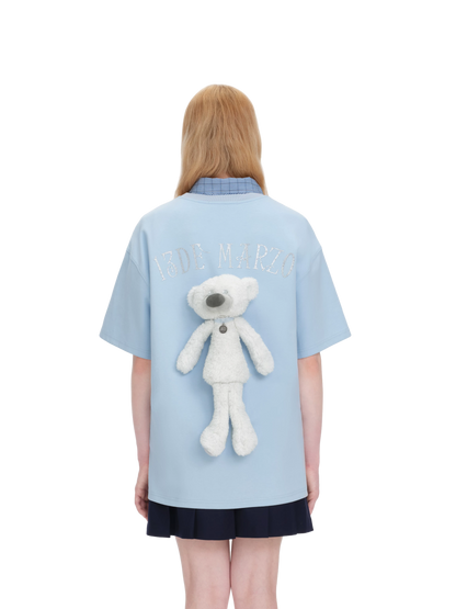 Unisex Silver Bear Print Loose T-shirt