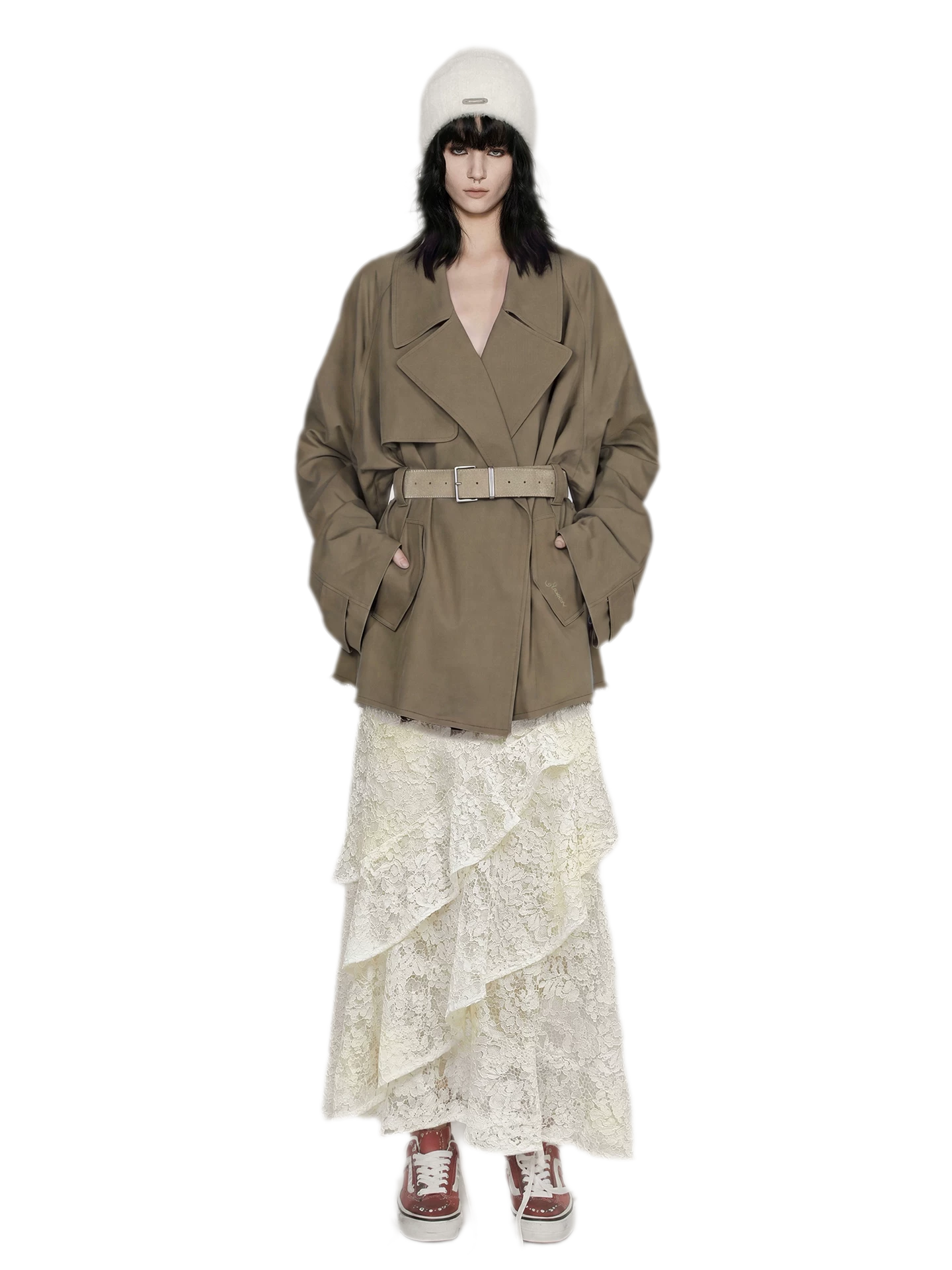 Spray-Dyed Lace Asymmetric Skirt
