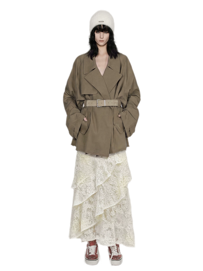 Spray-Dyed Lace Asymmetric Skirt