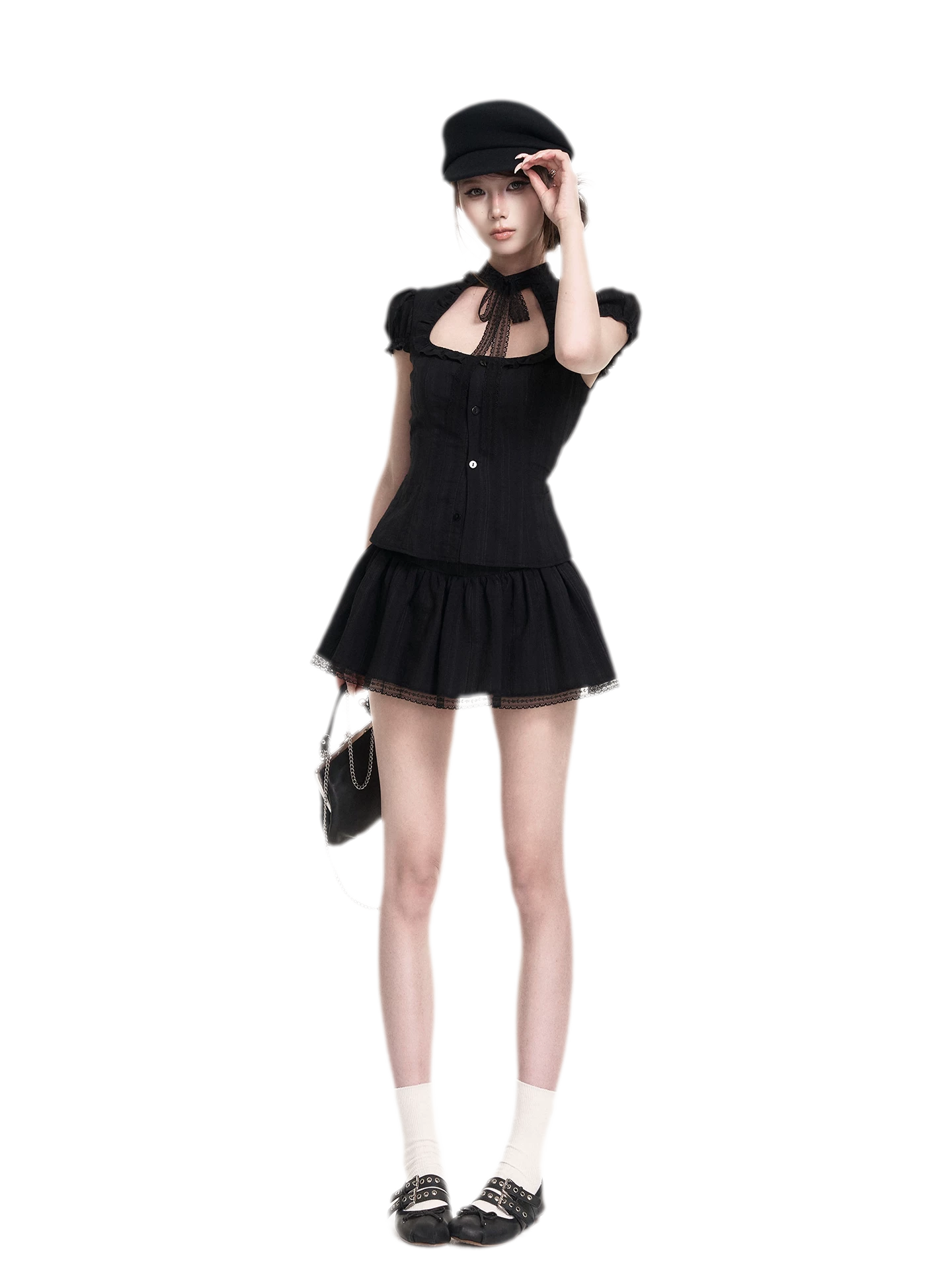 Lace Puff Sleeve Set