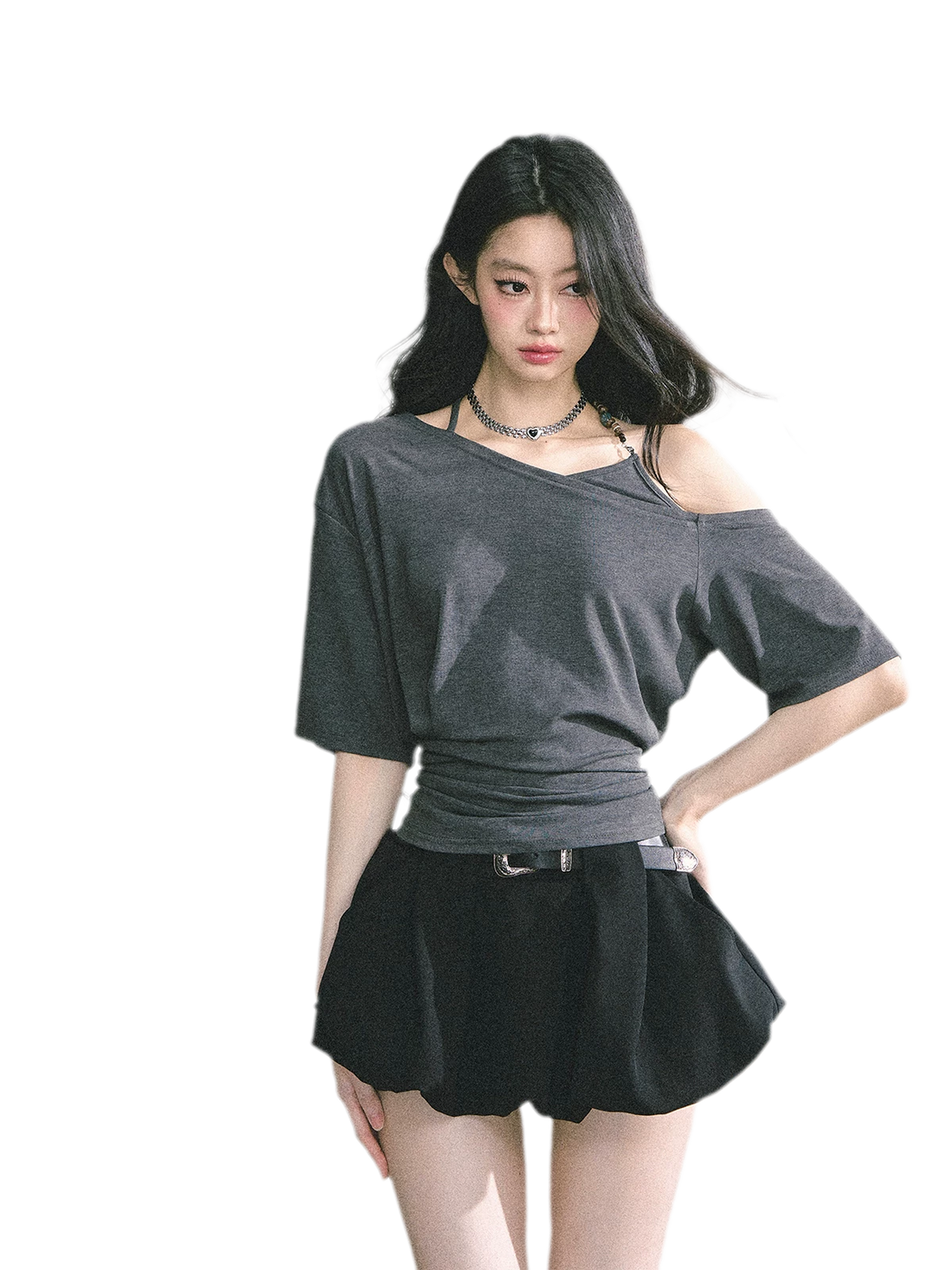 Asymmetric Beaded Off-Shoulder Top
