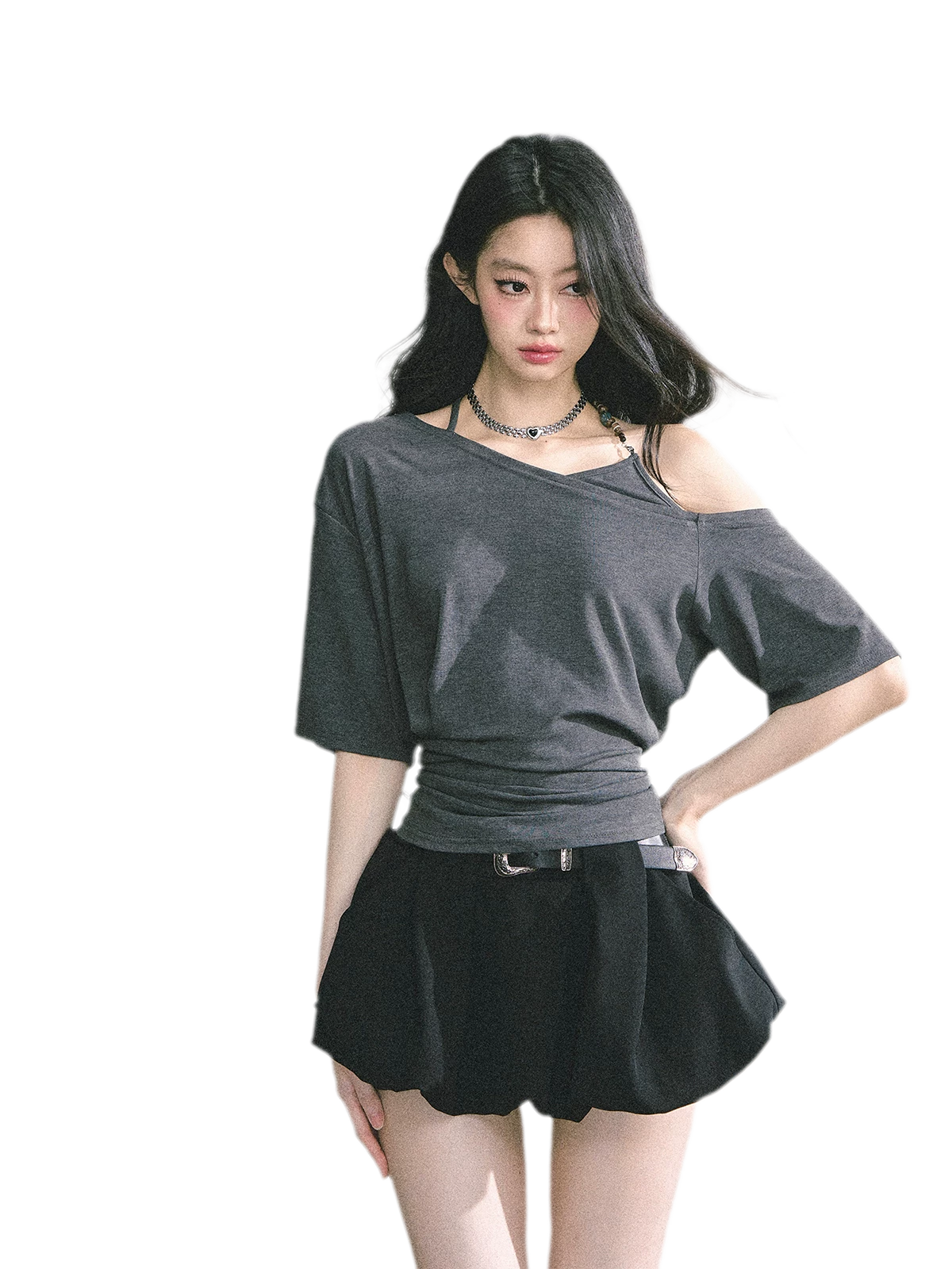 Asymmetric Beaded Off-Shoulder Top
