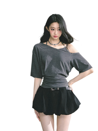 Asymmetric Beaded Off-Shoulder Top