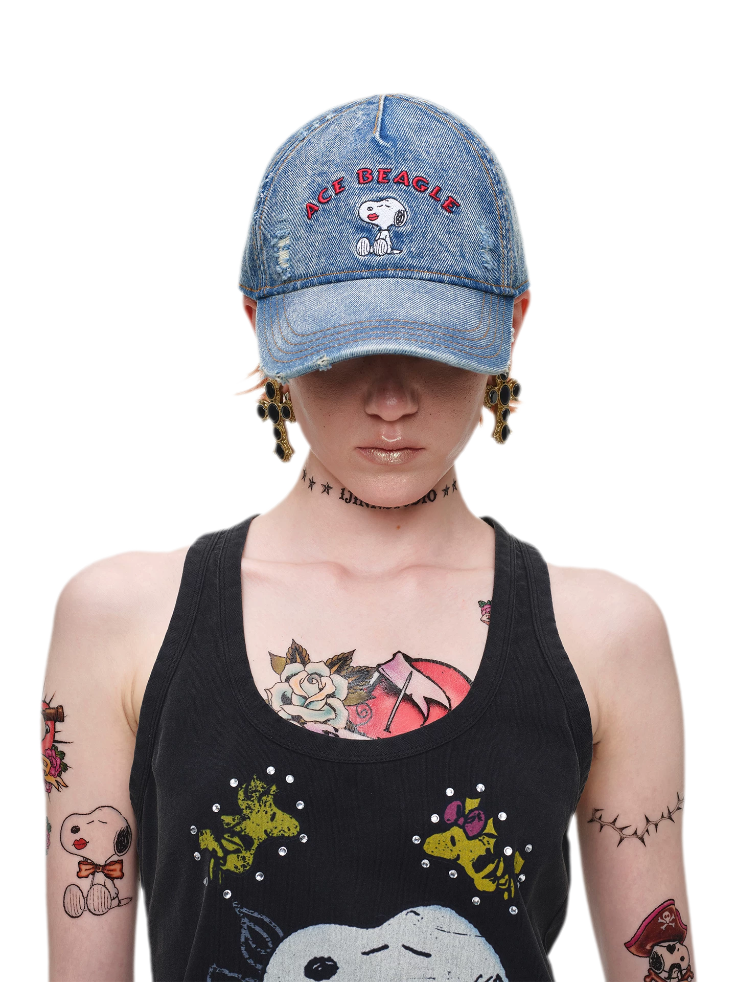 Distressed Washed Denim Baseball Cap