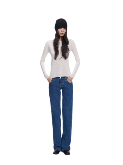Quần jean ống đứng cạp vừa giặt màu