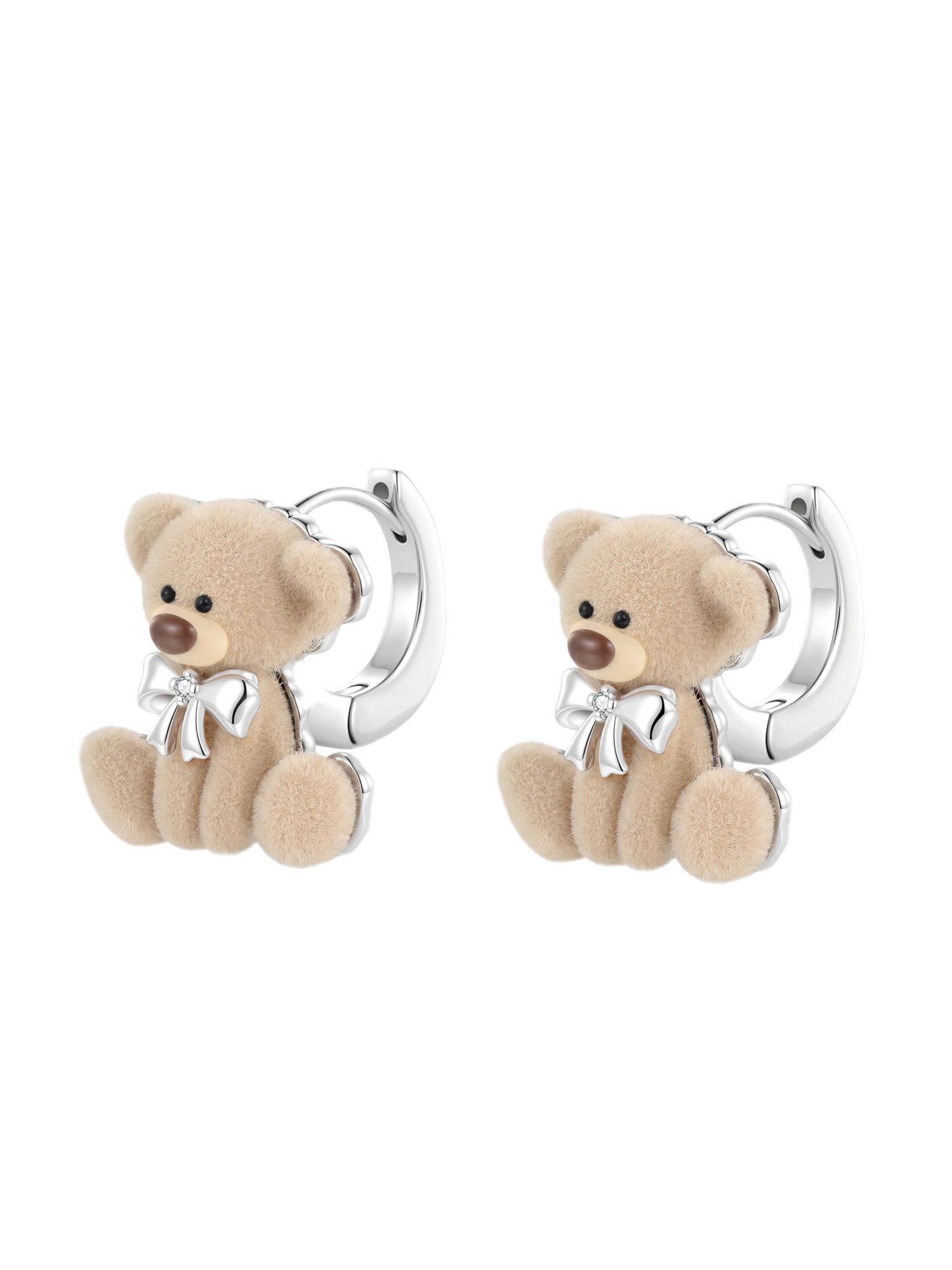 Sitting Bear Silver Earrings