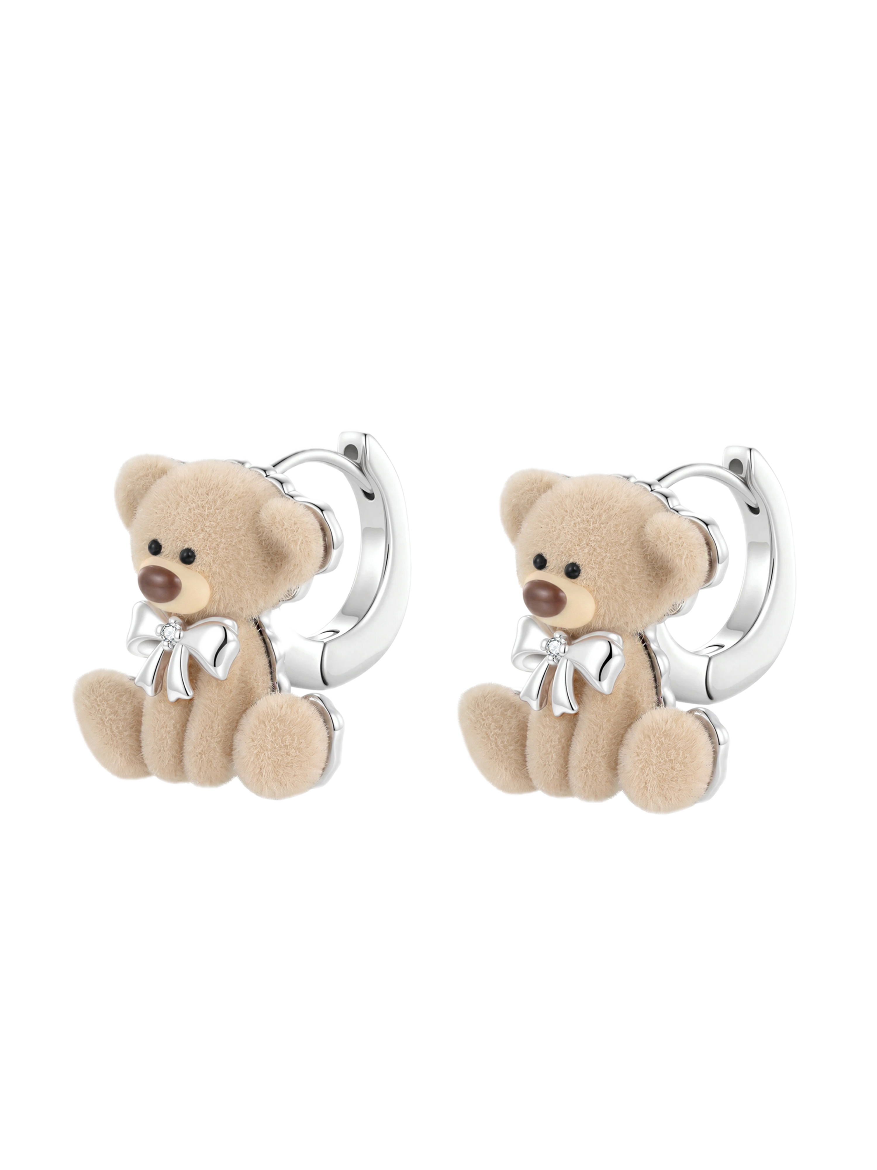Sitting Bear Silver Earrings