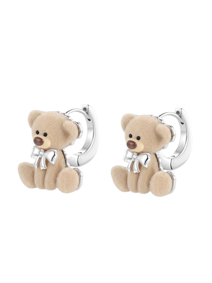 Sitting Bear Silver Earrings