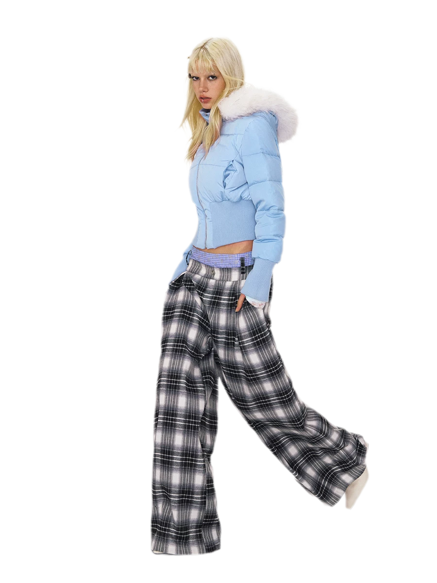 Cropped Faux Fur Down Jacket