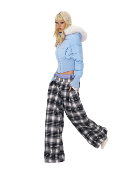 Cropped Faux Fur Down Jacket