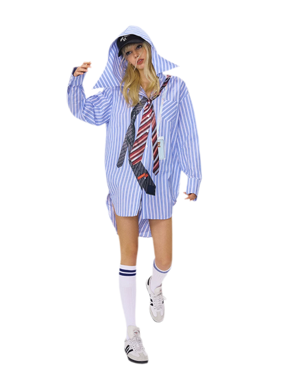 Striped Hooded Shirt