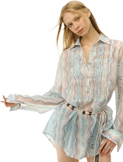 Sheer Print Shirt Jacket