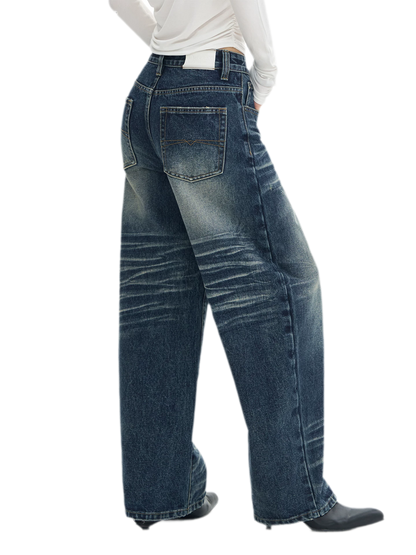 Vintage Wash Wide-Leg Jeans