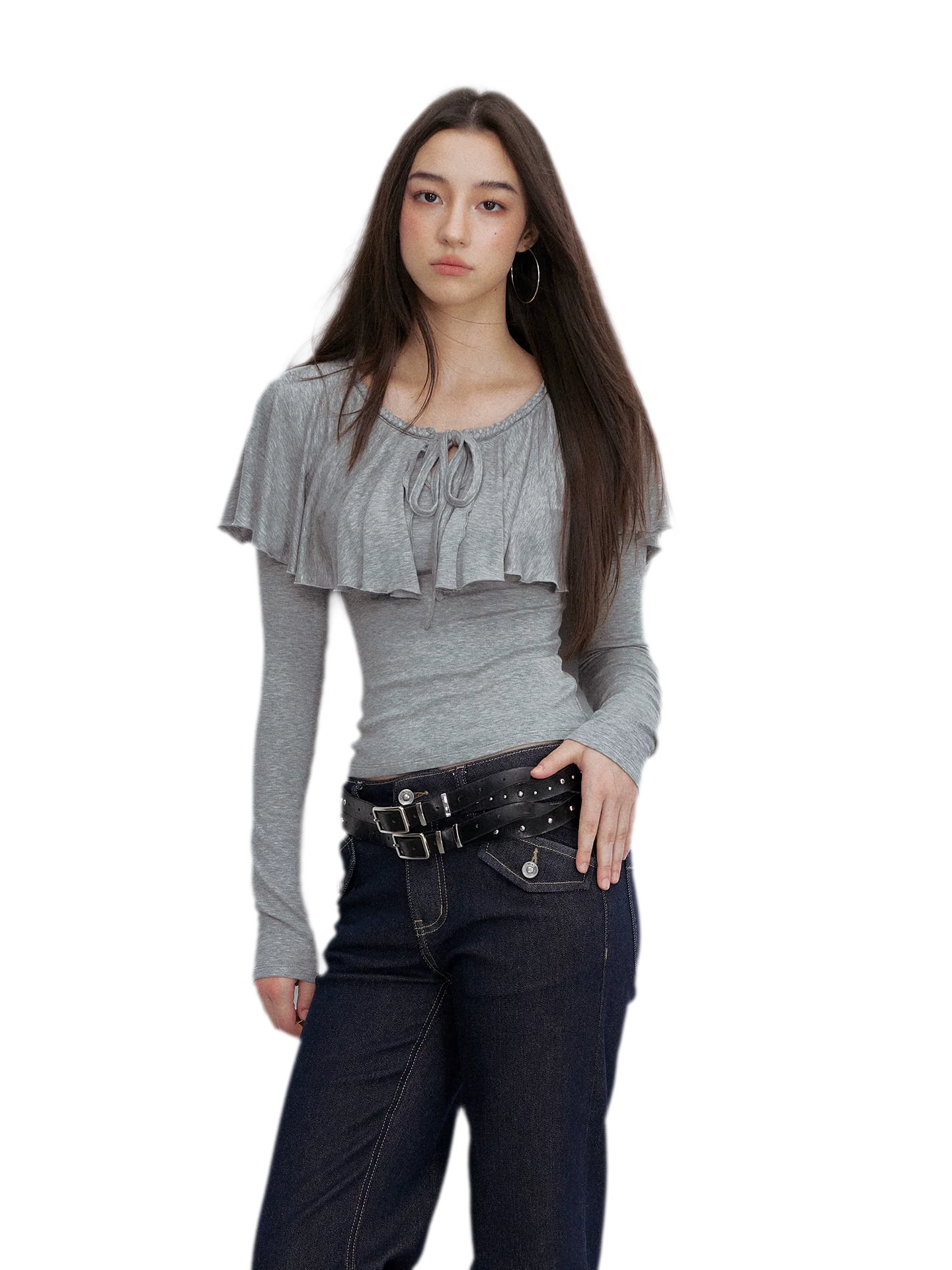 Tie-Neck Ruffle Top