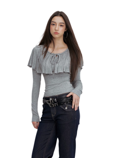 Tie-Neck Ruffle Top