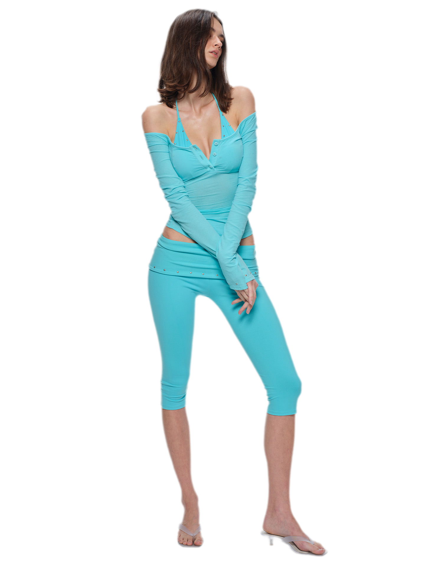 Stretch Studded Capri Pants