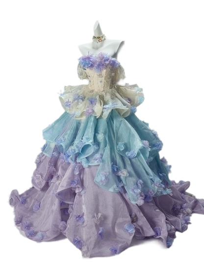 Gradient Floral Ball Gown