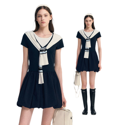 Contrast Trim Bubble Dress