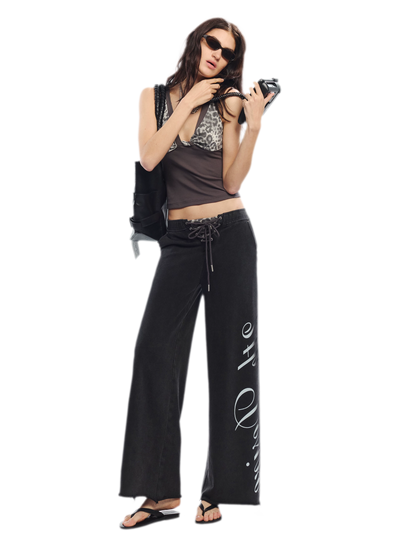 Vintage Letter Print Wide-Leg Pants