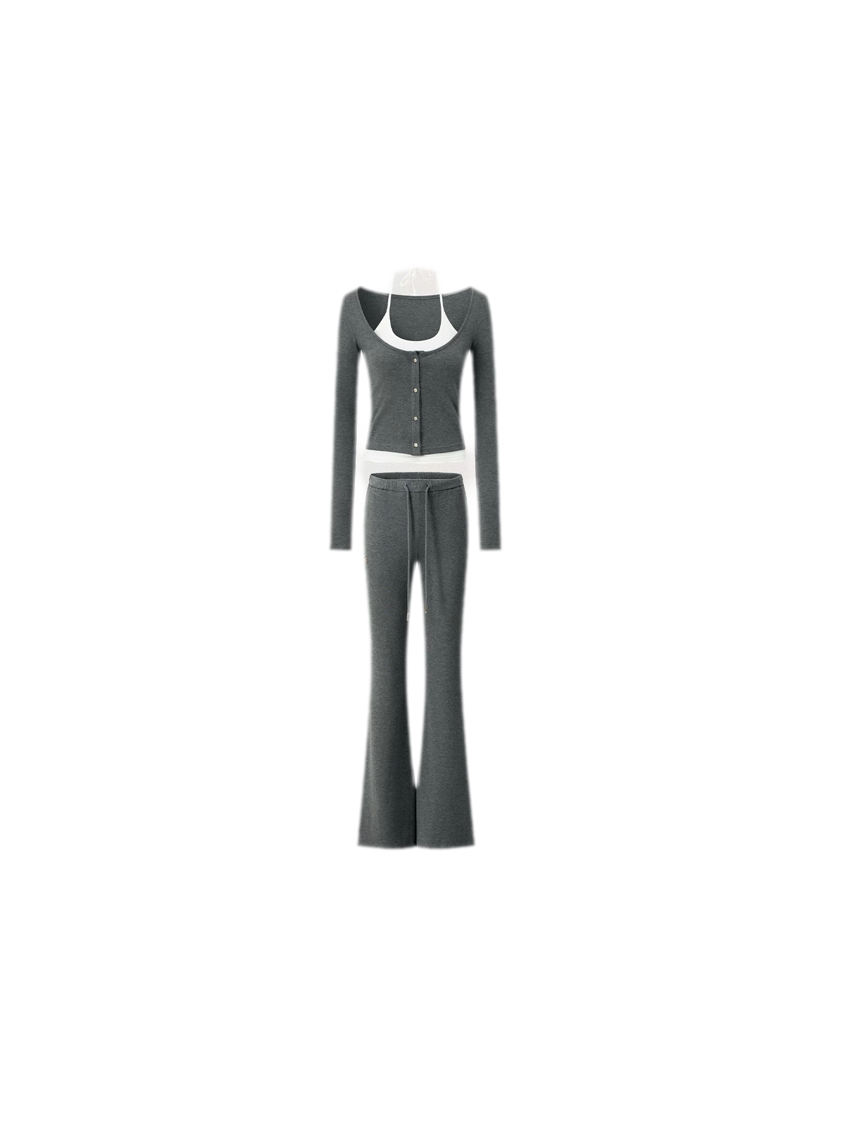 Contrast Tie Layered Pants Set
