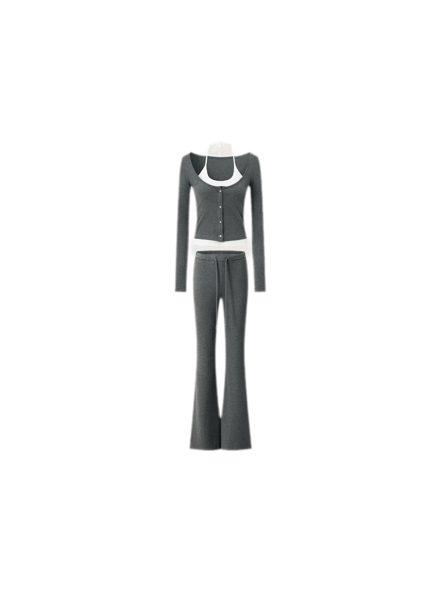 Contrast Tie Layered Pants Set