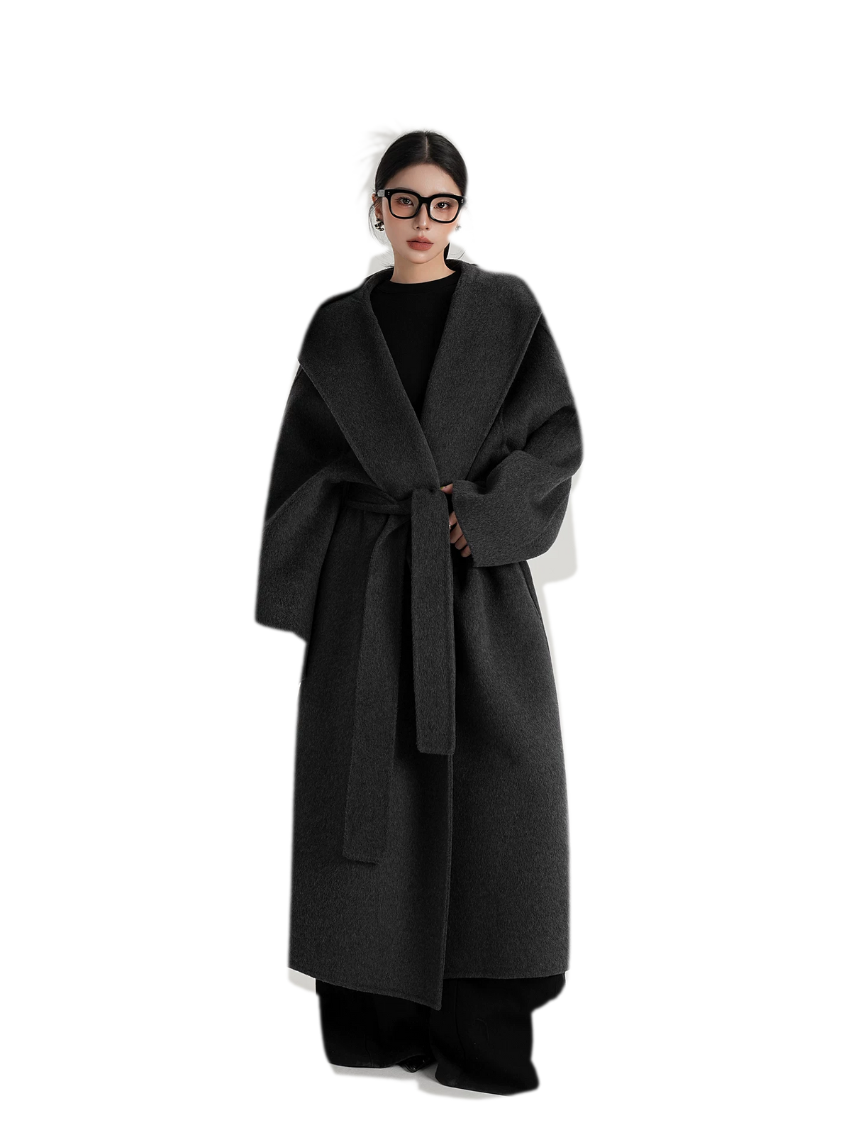 Hand-Sewn Oversized Hooded Wool Coat