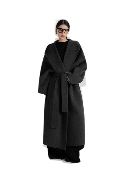 Hand-Sewn Oversized Hooded Wool Coat