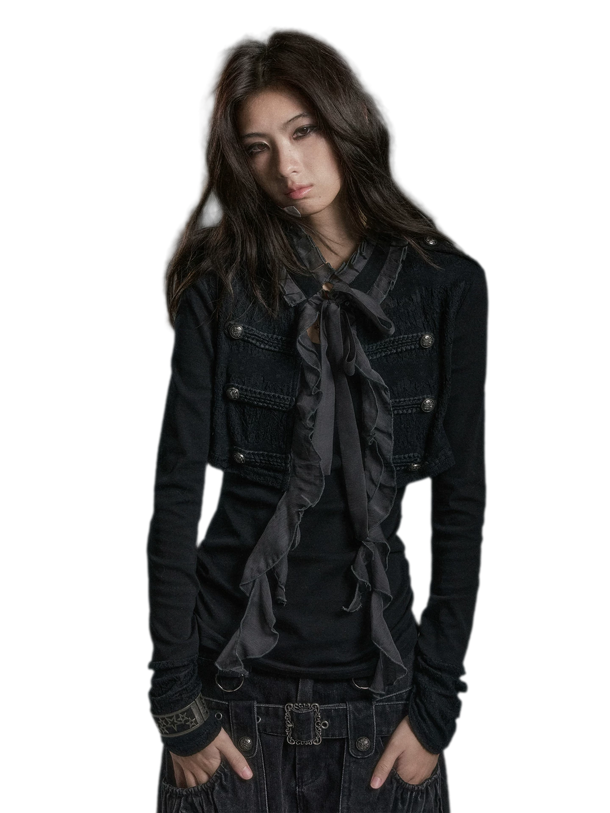 Blouse met getextureerd ruchespaneel