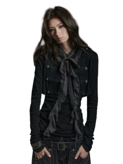 Blouse met getextureerd ruchespaneel