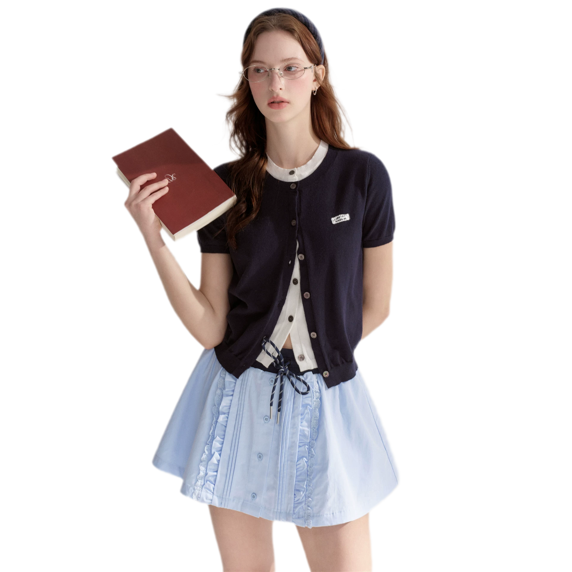 Contrast Faux Layer Knit Tee