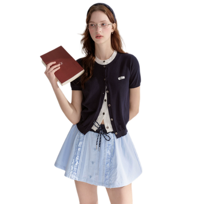 Contrast Faux Layer Knit Tee