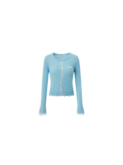 Lace Distressed Cropped Knit Sweater