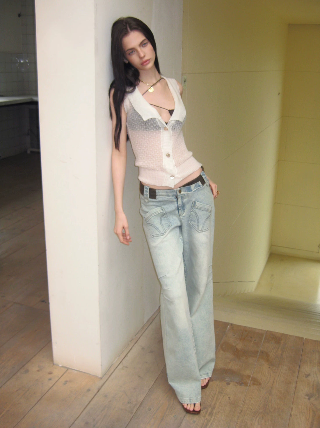 Summer Alpaca Wool Sleeveless Knit Cardigan
